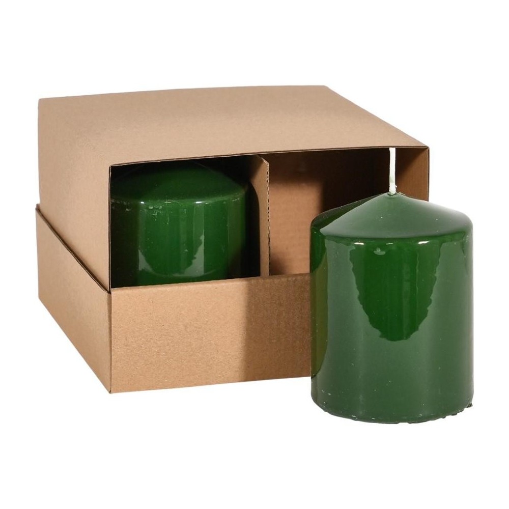 CANDELA MOCCOLO SMALTATA H.100XD.75 MM. VERDE SCURO